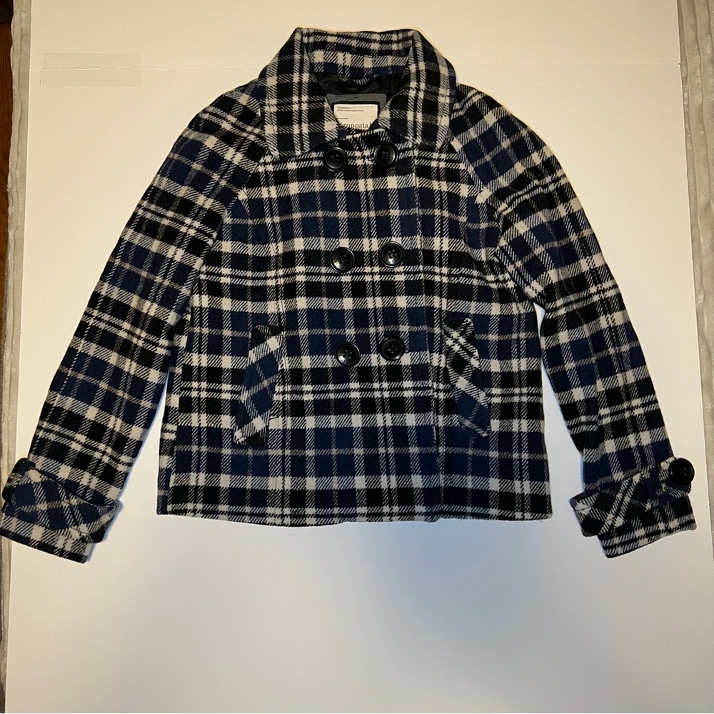 Aeropostale Wool Blend Lined Peacoat Blue Plaid Women’s size L